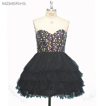 

Real Photo Black Homecoming Dresses Short 2017 Sweetheart Crystal Ball Gown With Homecomong Party Gowns Vestido de festa curto
