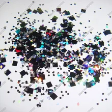 50 г/лот x Смешанные Лазерные цвета(Блестящий Бриллиант+ квадрат+ шестигранник) блестка Spangles форма для украшения ногтей и блестки для ногтей