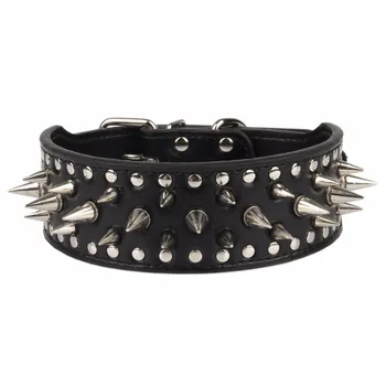 

PipiFren Spiked A Large Dogs Collars Accessories Belt Supplies For Big Dog Necklace Leather Pets Collar collier chien cuir tasma