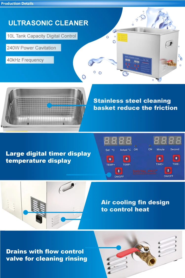 10l Цифровой нержавеющей ультра sonic очиститель Нагреватель industral ультра Sonic корзина ЖК-дисплей