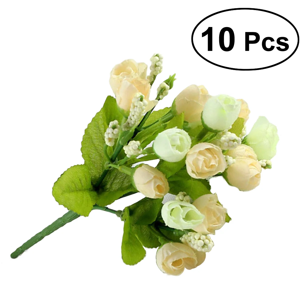 10pcs Artificial Rose Silk Single Stem Flowers Fake Plants Simulation