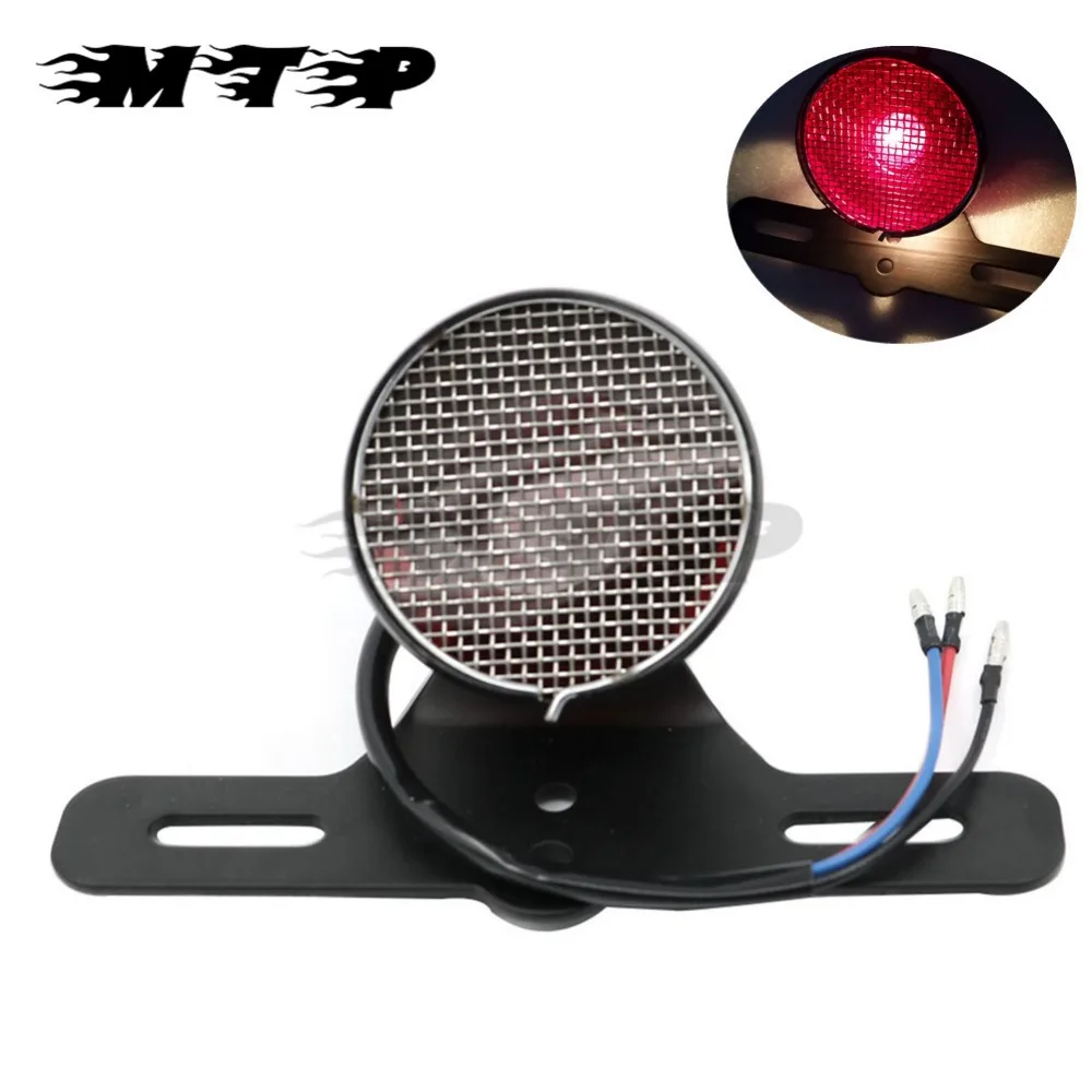 

Universal Motorcycle Custom Chopper Cafe Racer Tail Rear light Cover Grille Housing Stop Lamp with Iron Stand License Plate
