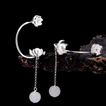 

2019 S925 pure silver jewelry earring original design fashion lady hetian Natural stone earrings