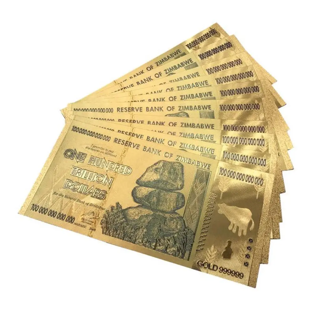 Us 1 65 42 Off Gold Foil Zimbabwe 100 Trillion Dollar Banknote Collection Value World Currency Bill Paper Money In Banknotes From Home Garden Us 1 65 42 Off Gold Foil Zimbabwe 100 Trillion Dollar Banknote Collection Value World Currency Bill Paper Money In Banknotes From Home Garden
