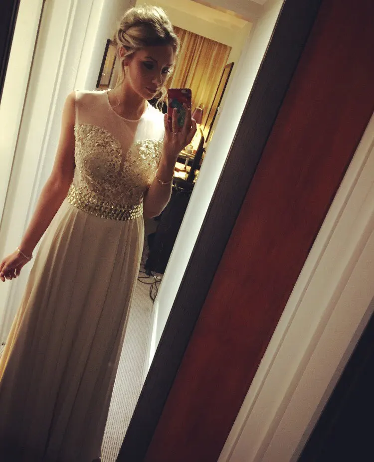 Favordear 2018 New Arrival A Line Bling Beading Chiffon Evening Dress | Свадьбы и торжества