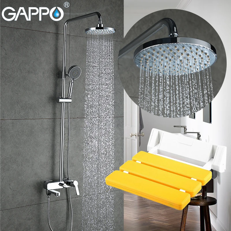

GAPPO Shower Faucets bath tub taps rain shower set Wall Mounted Shower Seats bathroom Stool toilet chair