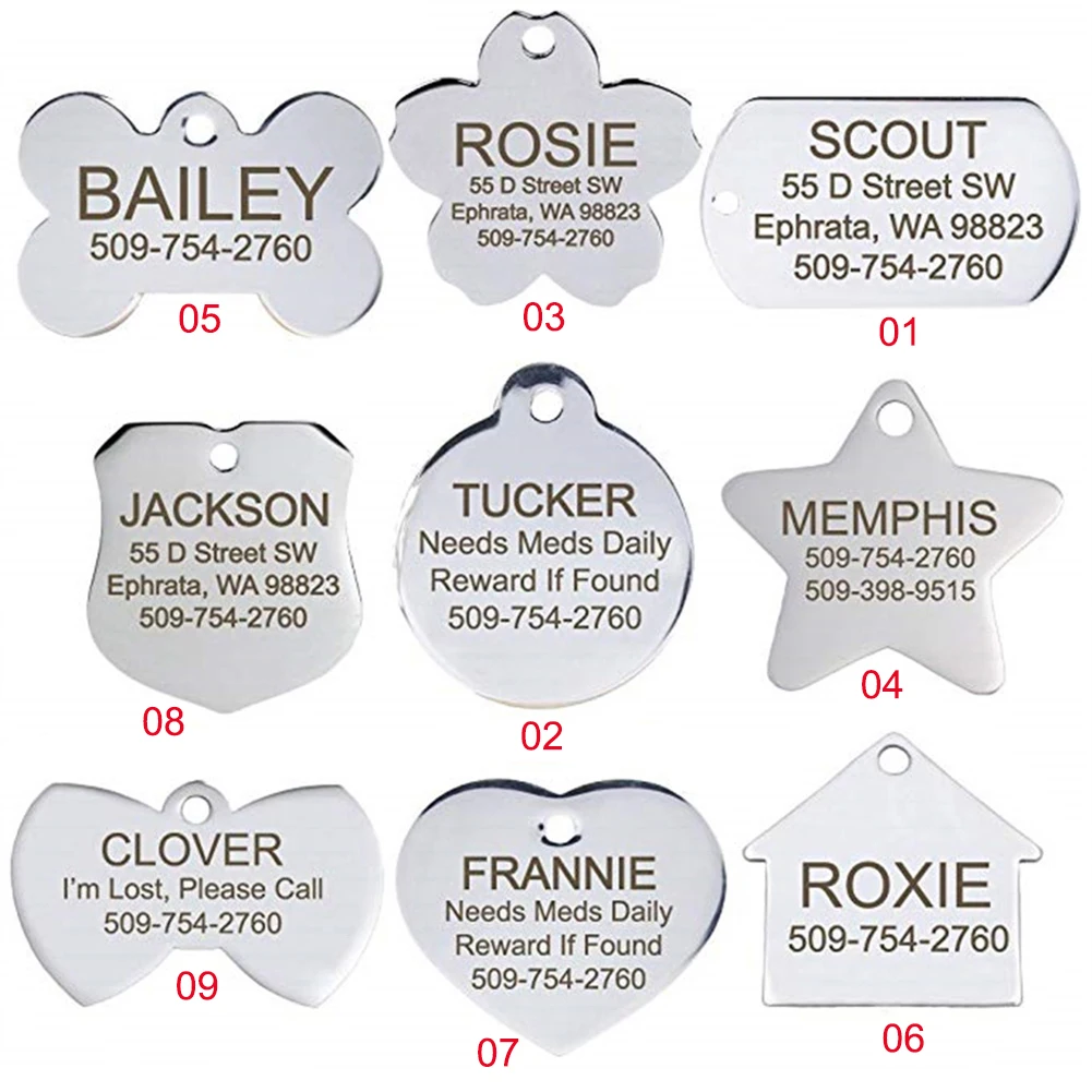

ID Tags for Pet Puppy Dogs Custom Personalized Engraved Dog Cat Tag Pet ID Name Phone Tags
