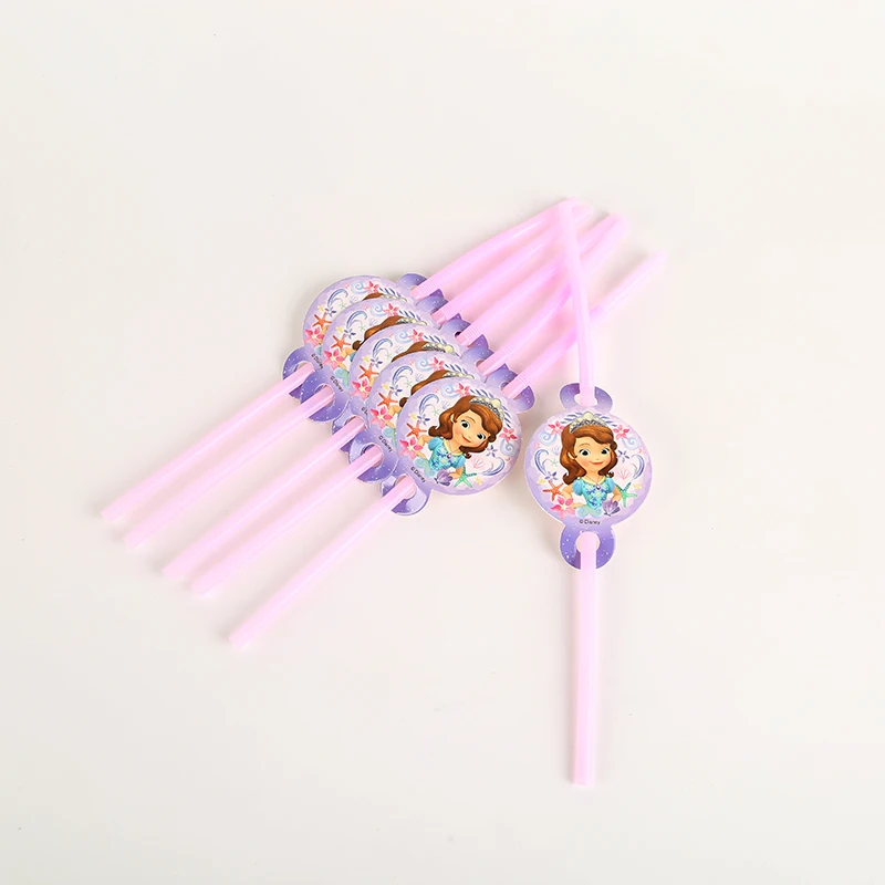 

Princess Sofia Party Supplies Straws Kids Girls Happy Birthday Party Decorations Disposable Tube Party Favors 6pcs/lot