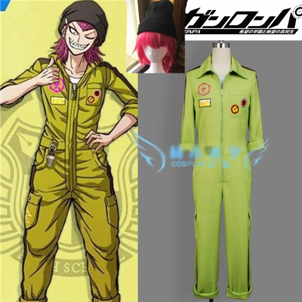 Супер DanganRonpa 2 Kazuichi Souda Dangan Ronpa костюмы косплей Униформа костюм подарок шляпа