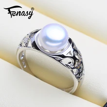 FENASY, 925 пробы, серебряное кольцо, кольца с натуральным пресноводным жемчугом для женщин, вечерние ювелирные изделия с жемчугом, богемное кольцо в форме облака, Новинка