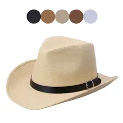 Хорошее качество классический ковбой Стиль 6 цветов Мода на лето и весну солнце шляпа Для мужчин и Для женщин открытый шапки Соломенная