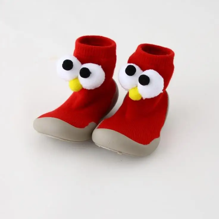 Детская обувь для малышей; нескользящая обувь с большими глазами; носки-тапочки; носки для ног; 5 цветов; 5 размеров; tz04 - Цвет: red