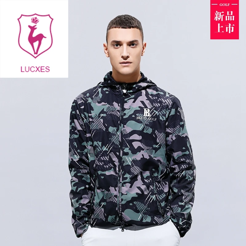 

lucxes Spring Autumn Men Golf Jackets Coat Striped Patchwork Slim Fit Jacket For Men Male Sport Jacket Sportwear