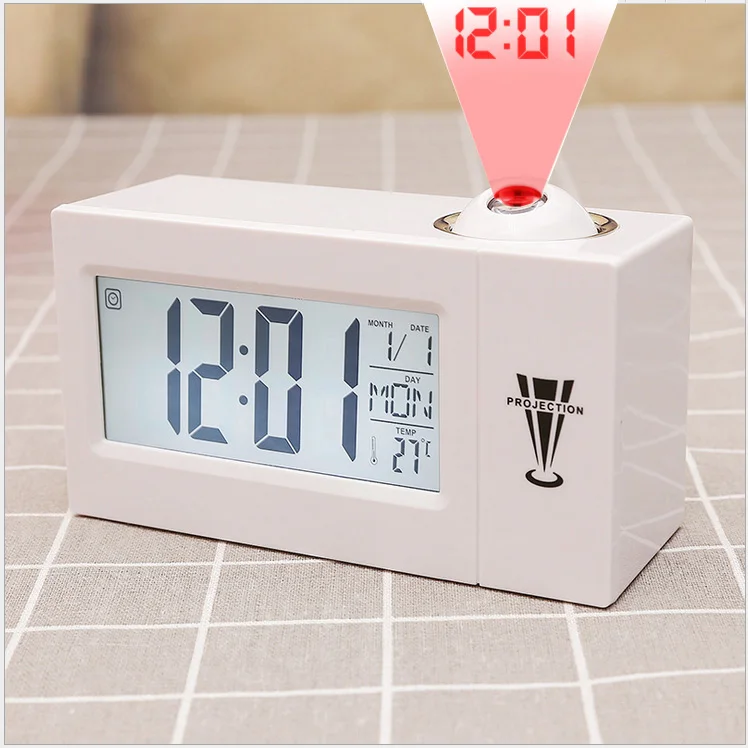 LED Digital Projection Alarm Clock Talking Nixie Electronic Desk Clock