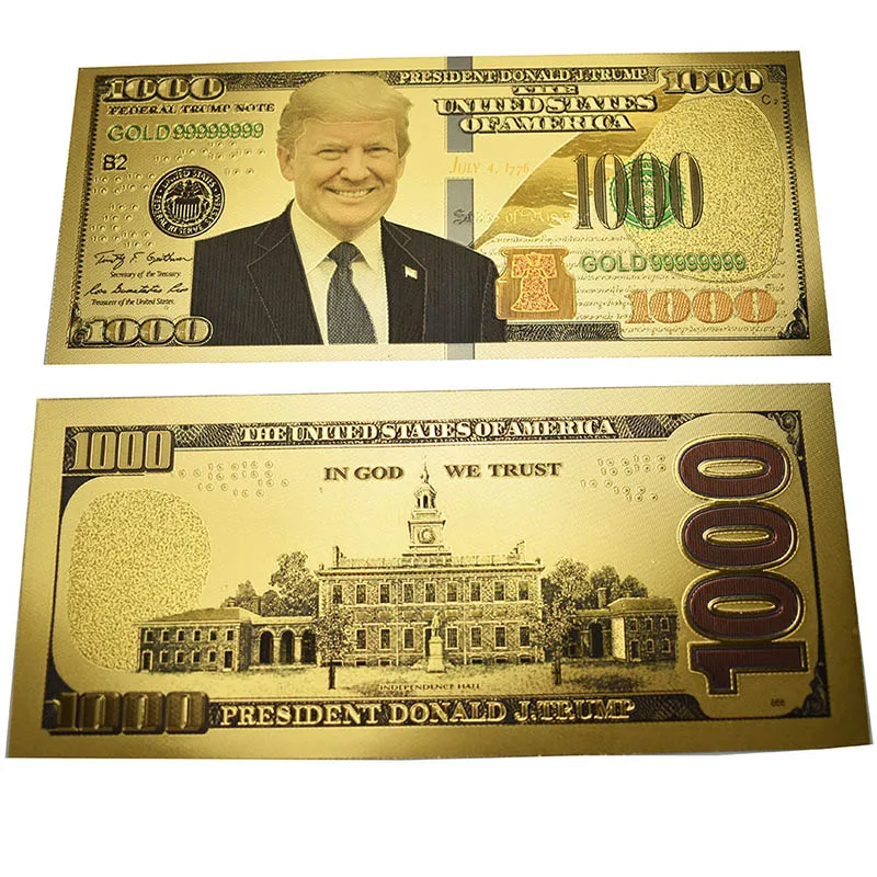 Новый дизайн американский Президент Трамп золото банкнота $ один миллион 100 1000