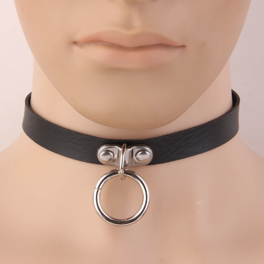 PU Leather Collar Choker Chain Belt Buckle Charm Necklace Adjustable Length for Women Jewelry  