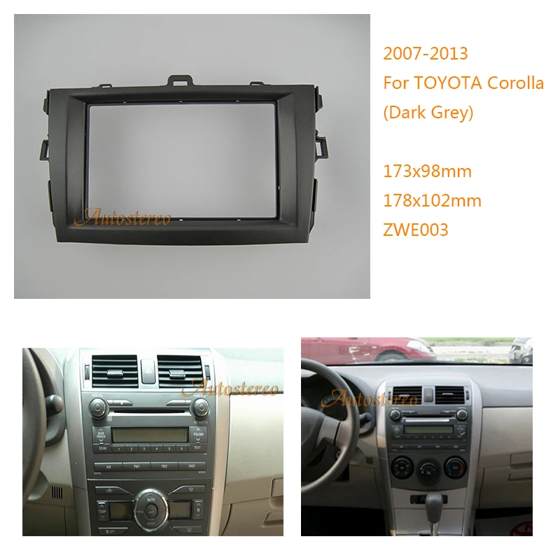 2 дин Радио стерео тире cd переходная отделкой Установка комплект для Toyota Corolla (темно-серый) 2007-2013 08-003