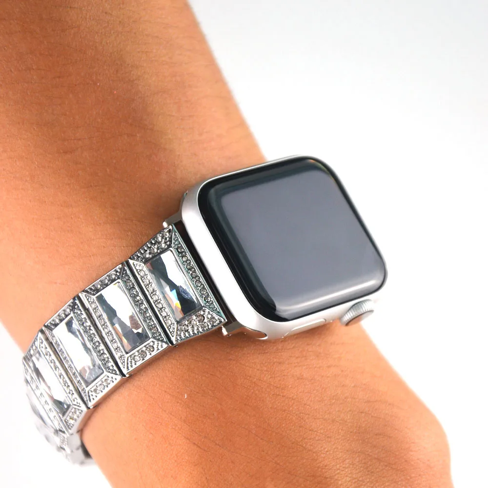 Алмазный соединяющий ремешок браслета для наручных часов Apple Watch, ремешок 42 мм, 38 мм,/44 мм/40 мм для наручных часов iWatch серии 4/3/2/1 металлический ремень на запястье часы ремешок для наручных часов