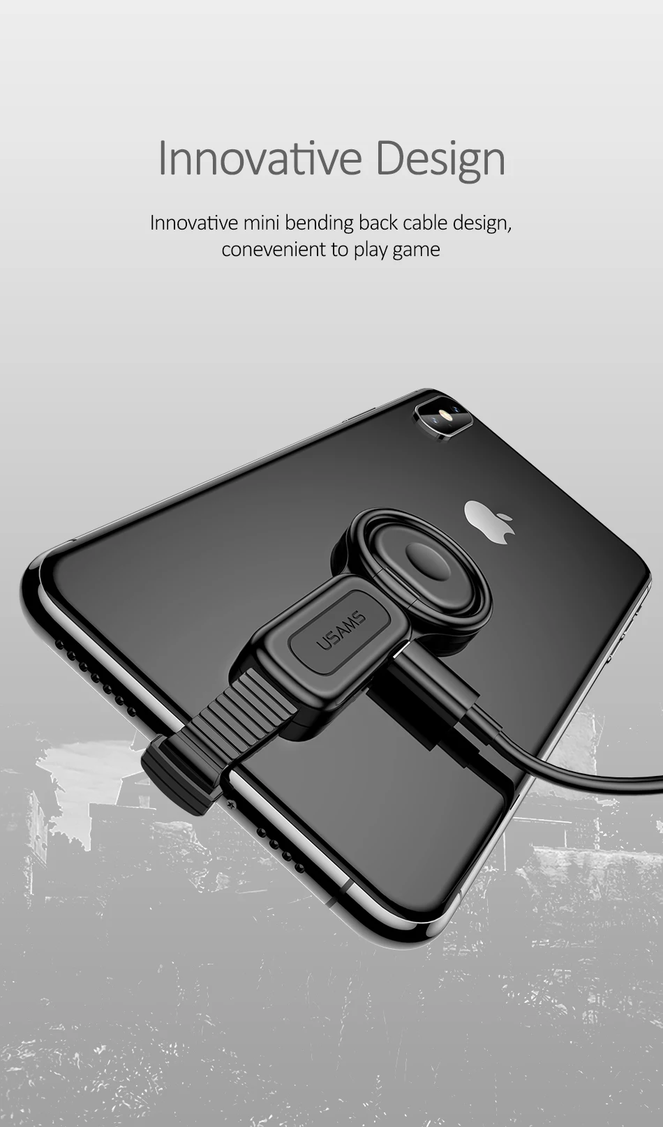 Адаптер с кольцом-держателем для Lightning, USAMS, аудио и зарядка, 180, регулируемый держатель для телефона, 2A, адаптер для быстрой зарядки OTG для iPhone iOS