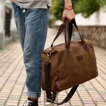 Vintage Leinwand + Leder Männer Mode Reisetaschen Gepäcktasche Männer Reisetaschen Wochenende Tasche Übernachtung Tote Große Handtasche Männer