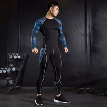 Hot Underwear Men Brand Tracksuit Rash gard Kit Quick drying Men Gym Clothes Man Compression Thermal Underwear Set Long Johns  