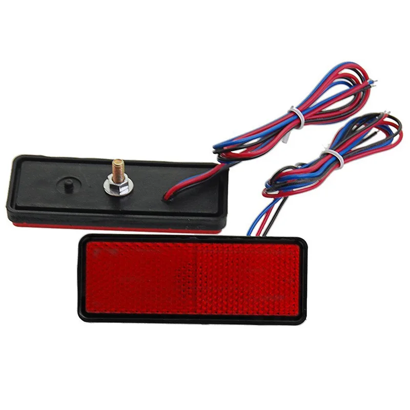 1PC Motorcycle Car Truck Trailer LED Reflector Rear Tail Brake Stop Marker Light Black Shell PMMA Lens 3 Wires For Yamaha