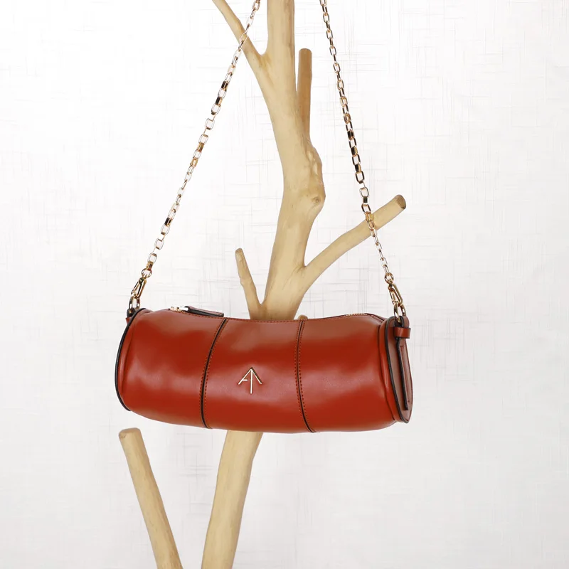 Новая подушка сумка цилиндрическая сумка с цепью на одно плечо кожаная женская сумка модная женская сумка для отдыха