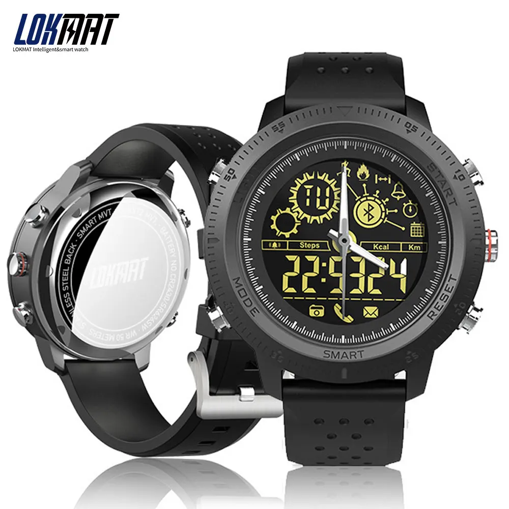LOKMAT Bluetooth Smart Watch Men Outdoor Sport Pedometer Digital Clock Waterproof IP68 Smartwatch For IOS Android Phone