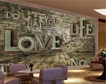 

Papel de parede Vintage nostalgic embossed English alphabet 3d wallpaper for living room sofa tv wall bedroom KTV bar cafe