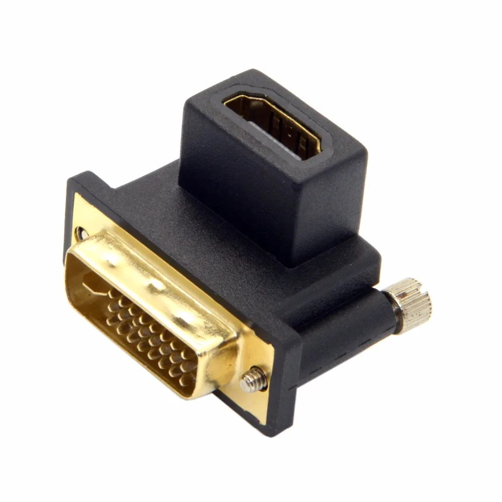 CYDZ DVI Мужской к HDMI Женский адаптер 90 градусов вверх угловой для компьютера и HDTV и видеокарты