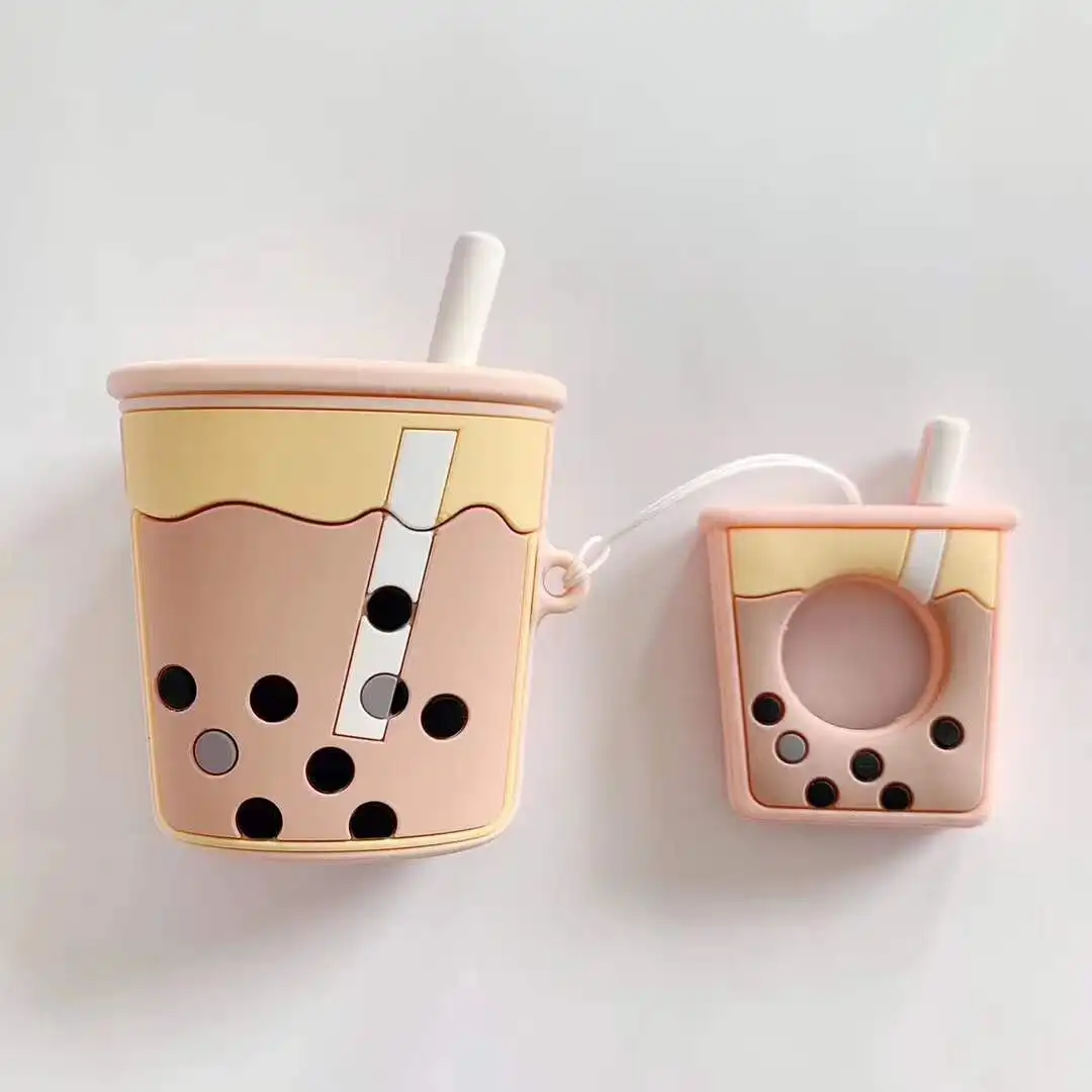 Cartoon Protective Case For Apple Airpods Cute Cover Silicone Bluetooth Earphone Case For Airpods 1 2 Pearl milk tea Unique