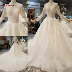 На заказ с длинным рукавом vestido de noiva A line кружево бисером блёстки Свадебные платья 2019 QUEEN свадебное платье WD34