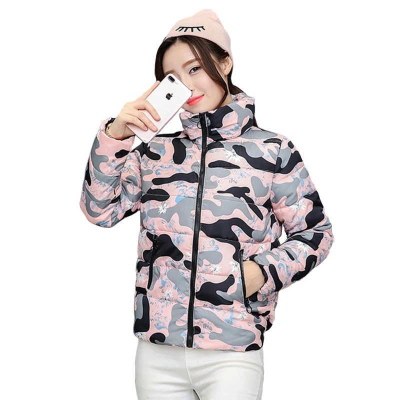 

Women Camouflage Jackets Winter Female Military Short Coats Camo Cotton Padded Puffer Parkas Girls Cute Coat Slim Outwear Tops