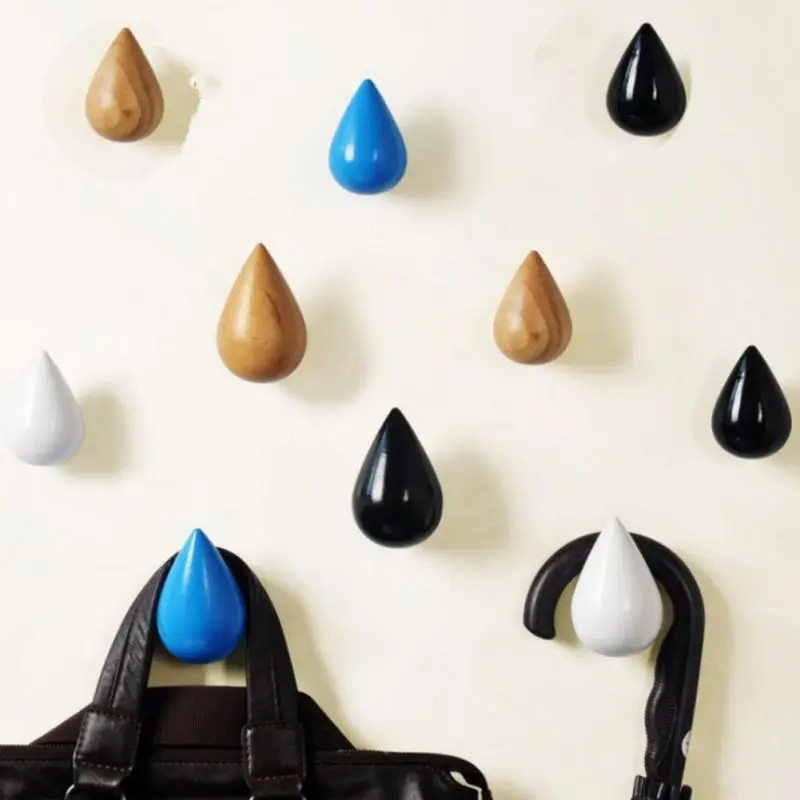 

Minimalist Hanger Water Drop Shaped Wall Mounted Wood Decorative Hat Towel Rack Home Organizer Hooks Key