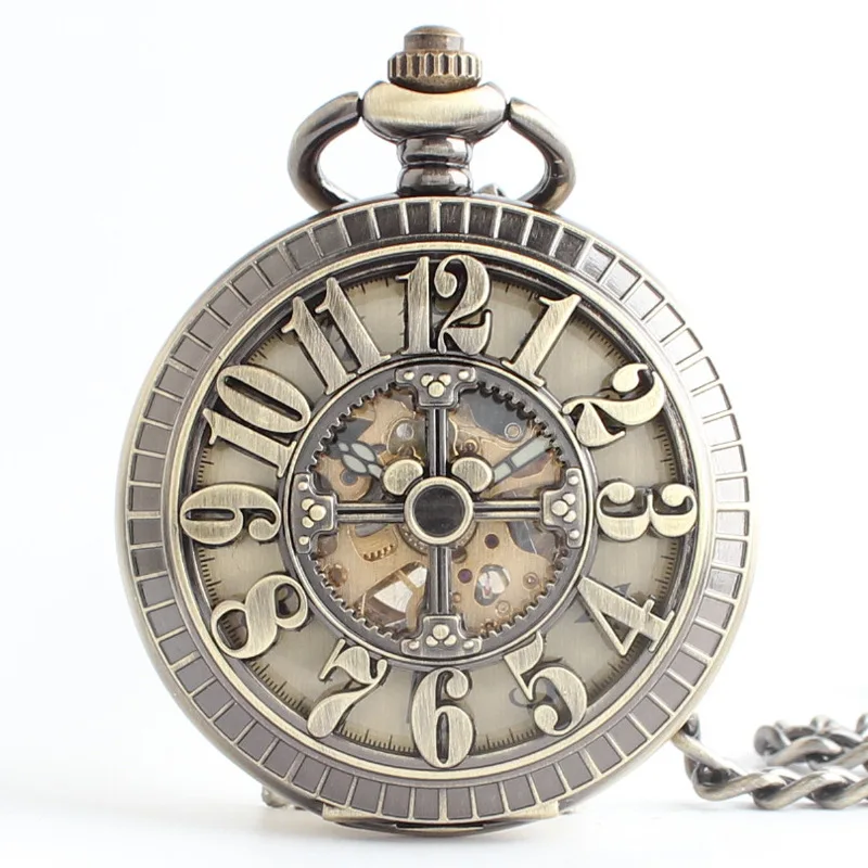Creative retro flip hollow automatic mechanical watch male and female students hang Arabic classic