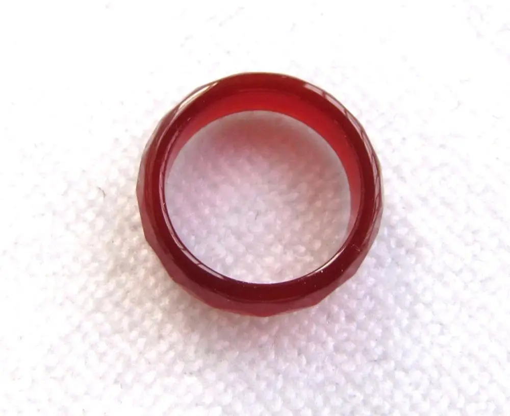 

FREE SHIPPING>>>@@ 2016 new natural Red jade onyx hand carved band ring size7-8.5# fast A