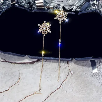 

FYUAN Exquisite Crystal Rhinestone Earring for Women Bijoux Long Tassel Snowflake Dangle Earrings Wedding Bride Jewelry Gifts