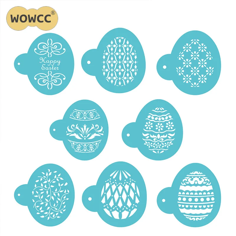 

Easter Eggs Shape Faberge Pattern Cookie Stencil Baking Fondant Tools for Cakes Celebration Tools Set Stencil Coffee Decorating
