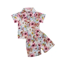2018 Мода 2 шт. для малышей Детские для маленьких мальчиков Шорты для женщин Футболка топы, штаны комплект летней одежды с принтом