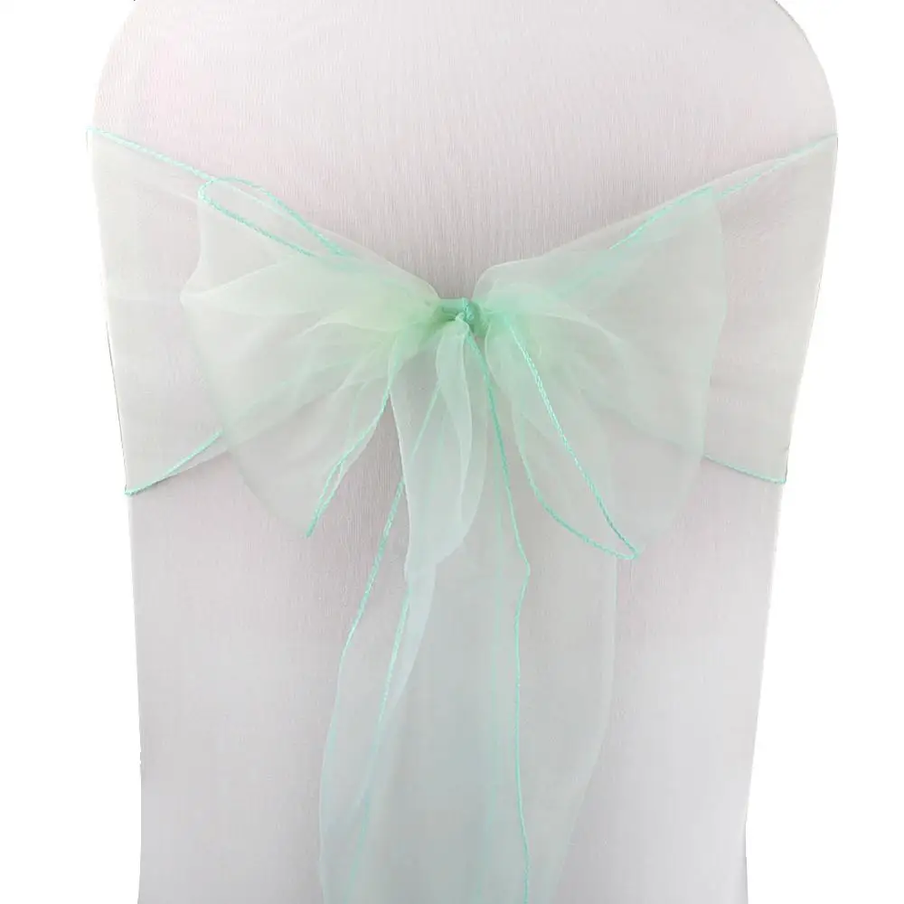 OurWarm, 100 шт., органза, стул, пояса, свадебное украшение для стульев, 18x275 см, органза, стул, бант, свадебные повязки на стулья - Цвет: Mint Green