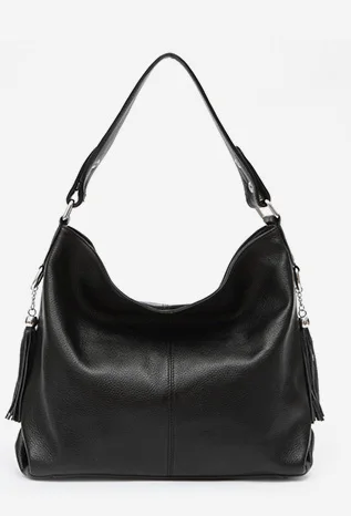 2018 New Fashion Soft Real Genuine Leather Tassel Women's Handbag Ladies Shoulder Tote Messenger Bag Purse Satchel Black White 19