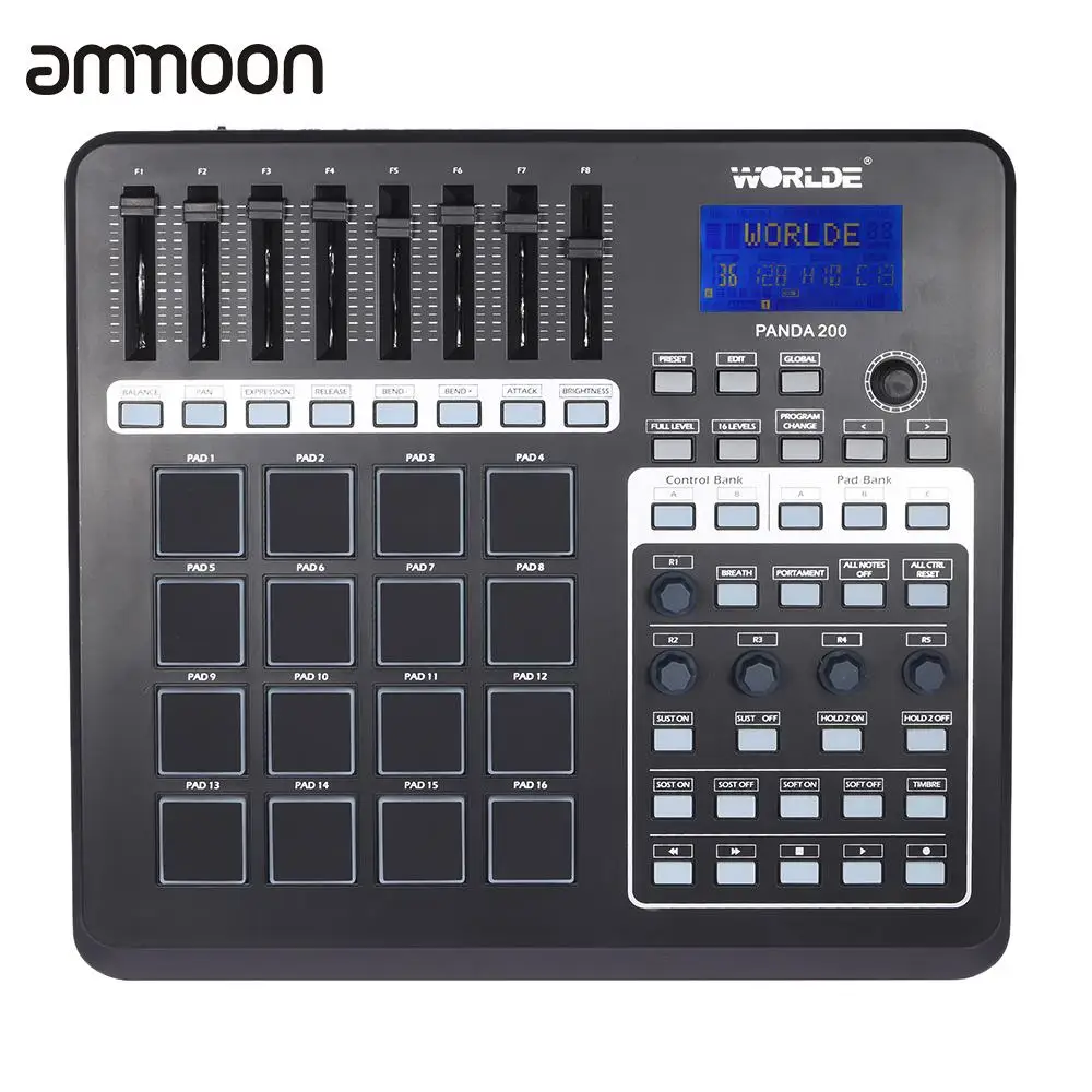 Portable MIDI Keyboard USB MIDI Controller 16 Drum Pads with USB Cable