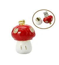 wholesale Crystal mushroom Necklace 16GB 32GB 64GB USB Flash Drive Jewelry Pen Drive USB 2.0 External Storage Memory Stick Disk