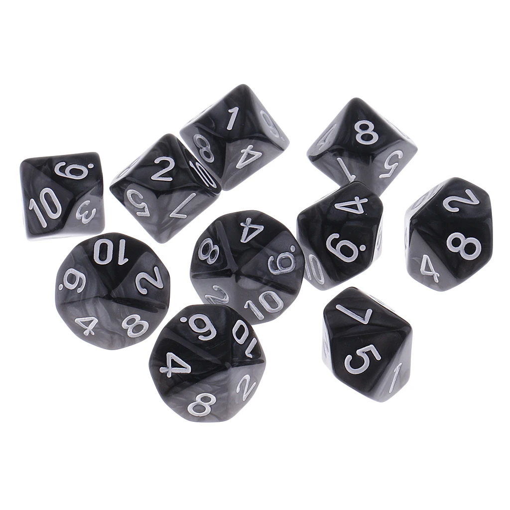 50 Pieces Plastic 10-sided Dices D10 Set for Party Pub Casino Board Game Accessory Board Game Dices Toys Digital Dices Set