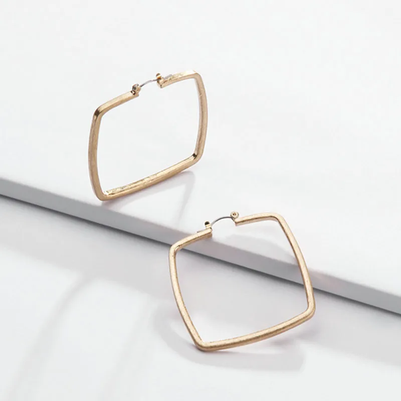 

HUIDANG Simplicity Chic Style Geometric Square Hoop Earring Statement Earrings Jewelry