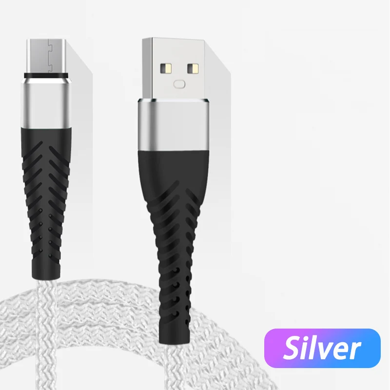 25 см Быстрая зарядка 2.4A Micro USB кабель Chargeur для iPhone Android type C кабель зарядного устройства кабель синхронизации данных для samsung huawei - Тип штекера: Silver