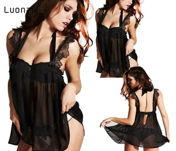 

Sexy Nightdress Sexy Lingerie Floral Erotic Sleepwear Lace Wire Free G-string Underwear Nightwear Babydoll Costume Sexy Lingerie