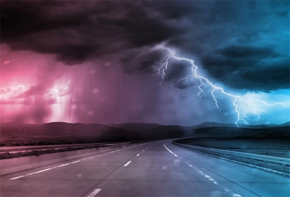 Laeacco Road Lightning Clouded свет боке фотографии Фоны индивидуальные фотографические фонов