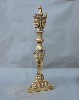 

wedding decoration 20"Tibet buddhism brass Mahakala buddha Dorje Vajra phurpa Talismans Holder Base