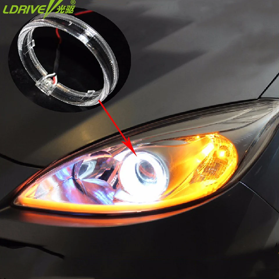 2pcs Car White Blue Red Guide Daytime Running Light Headlight Angel Eye